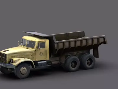 USSR KrAZ 256 truck Low-poly 3D model