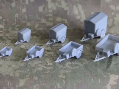 Military trailer with open bed and canopy - New Zealand Military 3D print model
