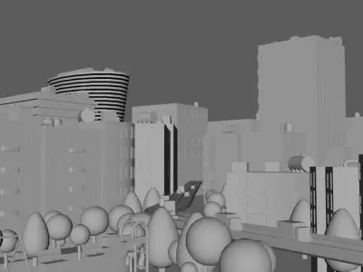 City view of buildings  Low-poly 3D model