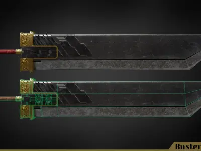 Final Fantasy VII Buster Sword Low-poly 3D model