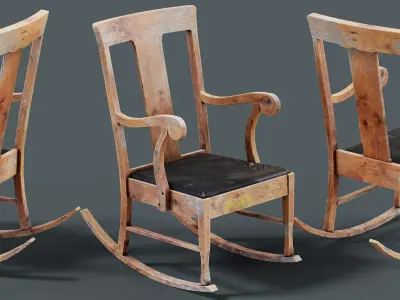 Old Dirty Rocking Chair Low-poly 3D model