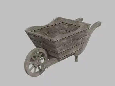 wooden old cart Low-poly 3D model purchase