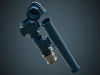 Industrial Pipes 6A Low-poly 3D model