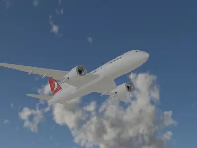 Boeing 787 Turkish Airlines Low-poly 3D model