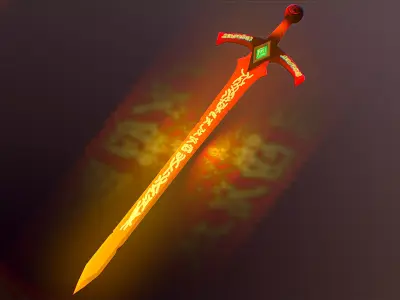 hand-painted hell sword Low-poly 3D model