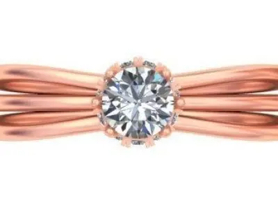 Three band solitaire engagement ring A34 3D print model