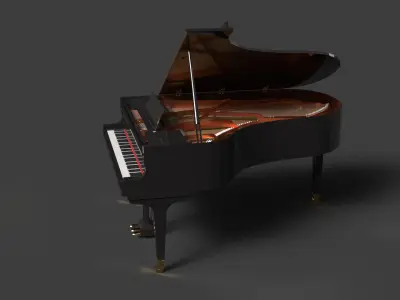  Chinese black grand piano  Low-poly 3D model