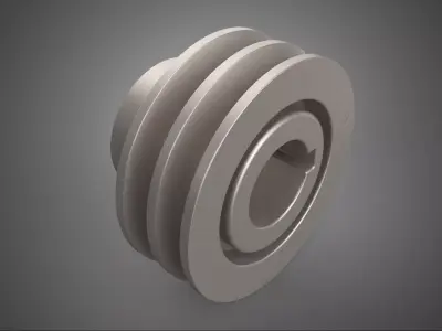 STANDARD 2 TWO DOUBLE GROOVE TRACK PULLEY SHEAVE WHEEL BELT GEAR 3D model