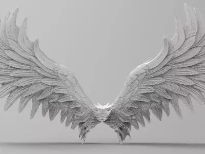 Angel wings Stylized upwards with UVs 3D model