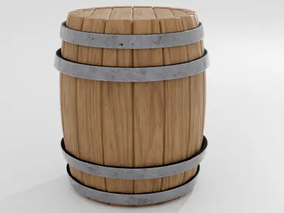 Wooden barrel 02 3D model purchase