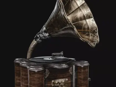 gramophone Low-poly 3D model