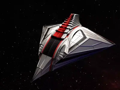 A spaceship starship in space Free 3D model
