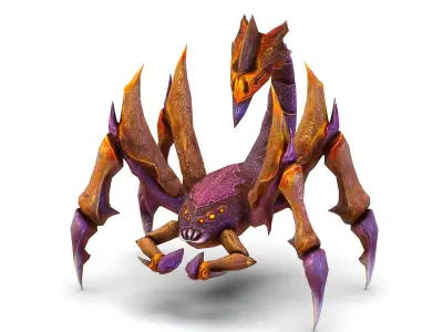 Low Poly Monster Purple Scorpio Creature Low-poly 3D model