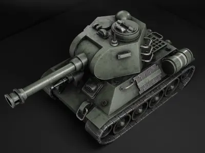Stylized battle tank T-34 Low-poly 3D model