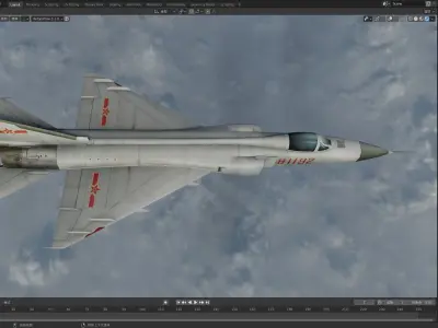 Chinese J-8 fighter jet Hand painted game model Low-poly 3D model