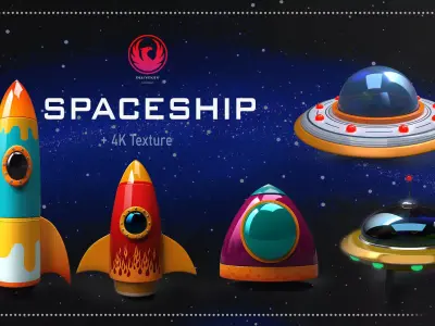 Low-Poly 3D Model Stylised Spaceshipe Low-poly 3D model