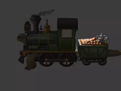 Stylized Frog Locomotive - Fantasy Train Model 3D print model