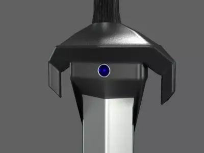 Low Poly Gladius Fantasy Blue Stones Dark Ebony Handling Low-poly 3D model