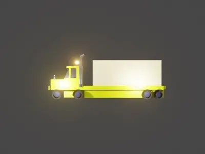 3d model truck on road Low-poly 3D model
