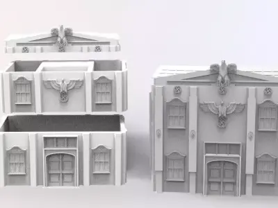 WW2 GERMAN BUILD WITH EAGLE AND FLAGS 3D print model