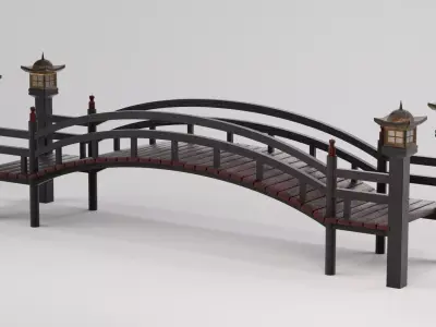 Japanese Bridge Low-poly 3D model