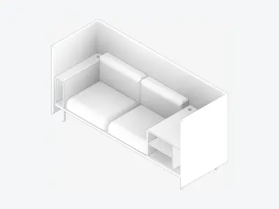 Sofa - Contemporary - Flame - Corner Shelf - Right Low-poly 3D model