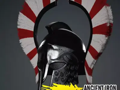  Spartan Royal Helmet v Ancient Iron  Low-poly 3D model