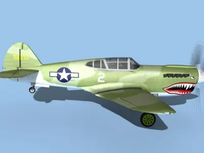 Curtiss P-40F Warhawk V01 USAAF 3D model