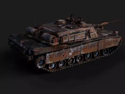 war destroyed tank abrams burned wreck model Low-poly 3D model