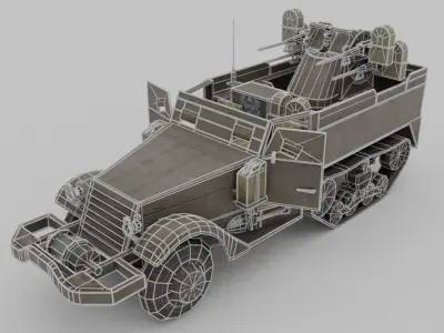 M16 MGMC meat chopper AA Gun Halftrack  Low-poly 3D model