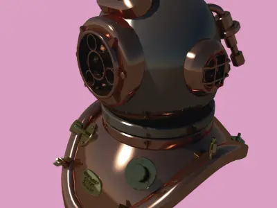 Chinese diving helmet Low-poly 3D model