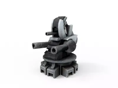 Turret machine gun Low-poly 3D model purchase