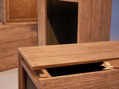Wooden boxes Low-poly 3D model purchase