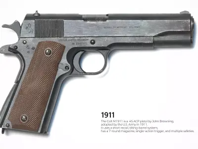 1911 AAA  pistol Low-poly 3D model