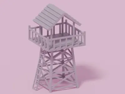 Low Poly Wooden Watch Tower 3D model