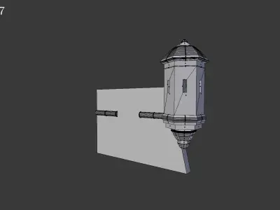 castle stone wall Low-poly 3D model