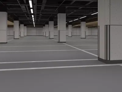 Modern Luxury Car Park - Garage Low-poly 3D model