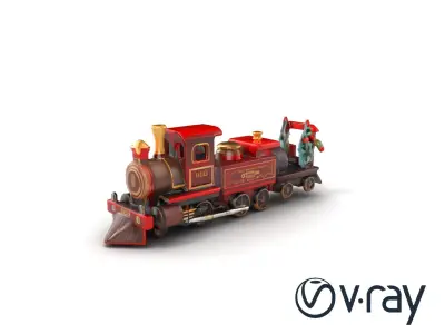 Nostalgic Holiday Train Set 3D model pack Low-poly 3D model
