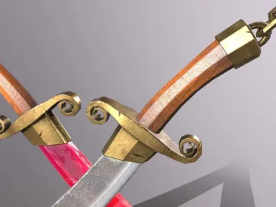 knife 1 two swords Low-poly 3D model
