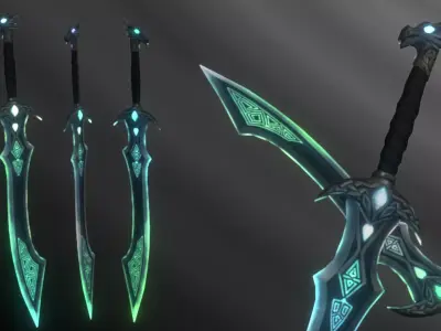 Wyrmfang Blade Low-poly 3D model