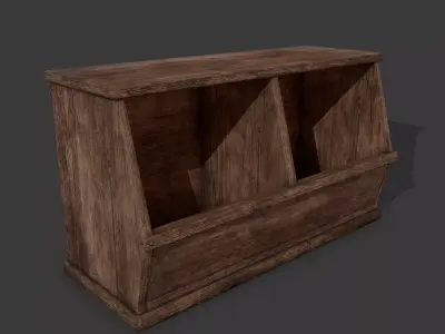 Wooden Storage Bin Low-poly 3D model