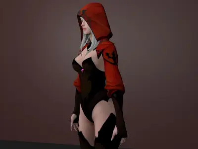skull hood girl 3D model