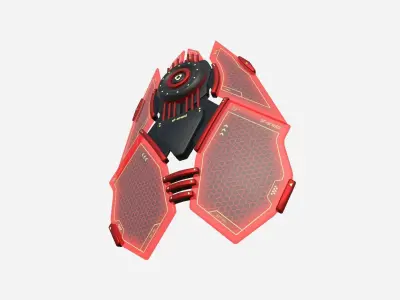 SciFi Shield A11 Red Yellow - Sci Fi Weapon Design Low-poly 3D model
