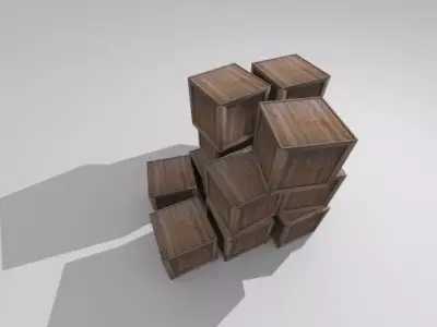 Crate 2 Wooden Low-poly 3D model