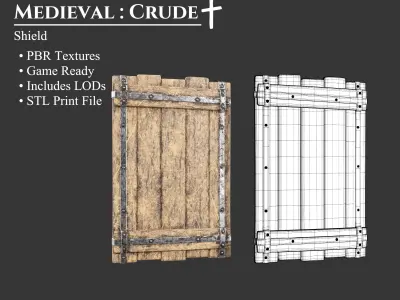 Medieval Collection Crude Sword and Shield 3D Model Pack