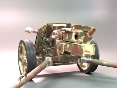 Pak 40 Anti-Tank Gun Low-poly 3D model