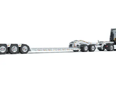 Semi Truck with Platform Trailer 3D model