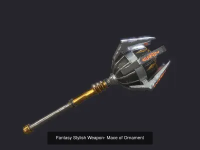 Low poly Fantasy Stylish Mace 3D Model Collection