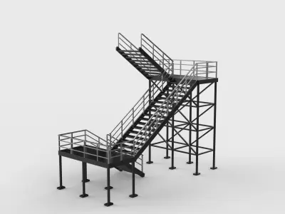 Industrial Stairs Modular 04 3D model