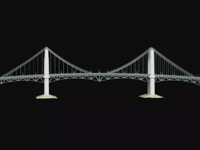Classic Suspension Bridge Landmark Architecture Model 3D model